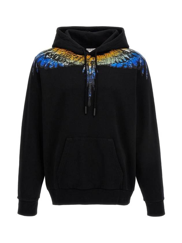 Icon Wings Drawstring Cotton Hoodie Black - MARCELO BURLON - BALAAN 1