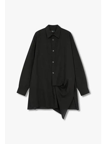 Yohji Yamamoto Y s Half Button Closure Soft Shirt Black - YOHJI YAMAMOTO - BALAAN 1