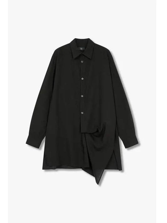 Yohji Yamamoto Y s Half Button Closure Soft Shirt Black - YOHJI YAMAMOTO - BALAAN 1