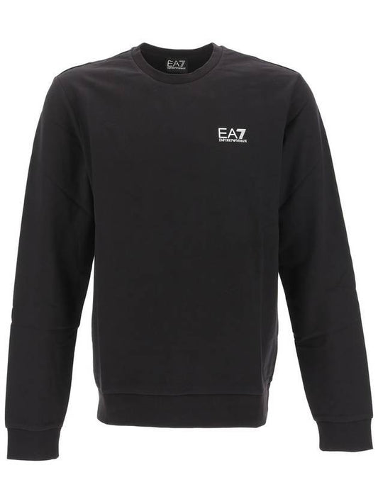 EA7 White Logo Print Sweatshirt Black - EMPORIO ARMANI - BALAAN.