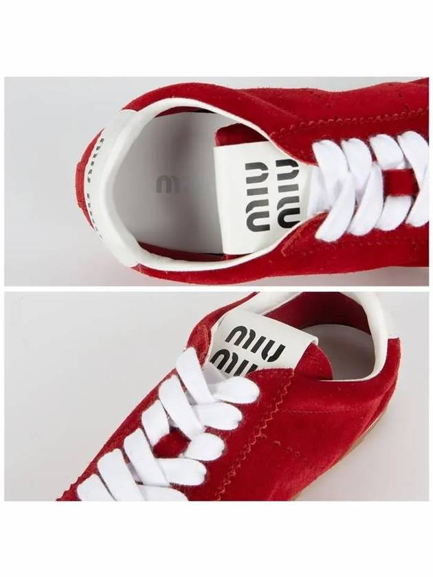 Plum Suede Low Top Sneakers Scarlet - MIU MIU - BALAAN 5