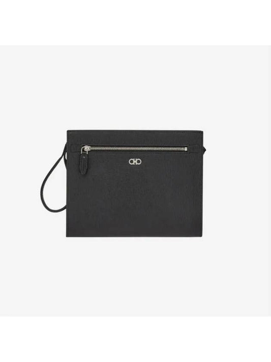 Ferragamo Gancini Clutch Black 240972 753413 - SALVATORE FERRAGAMO - BALAAN 1