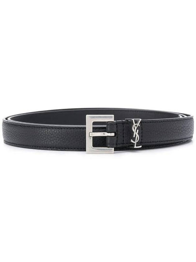 Men's Monogram Grain Belt Black - SAINT LAURENT - BALAAN 2