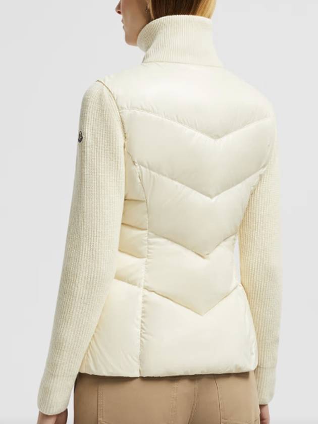 Women s diagonal quilted padded wool zip up cardigan cream - MONCLER - BALAAN 3