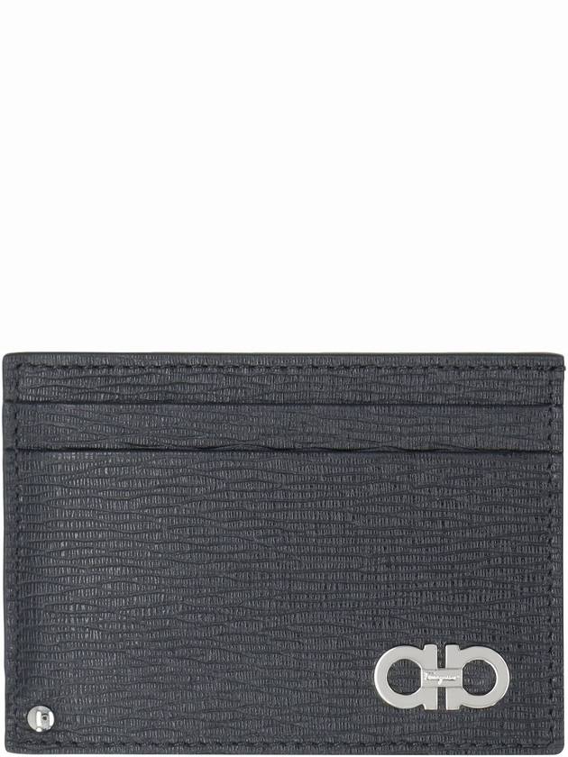 Double Gancini Leather Card Wallet Black - SALVATORE FERRAGAMO - BALAAN 3