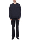 Men's Three-Stripe Tab Pocket Loopback Crew Neck Sweatshirt Navy - THOM BROWNE - BALAAN 4