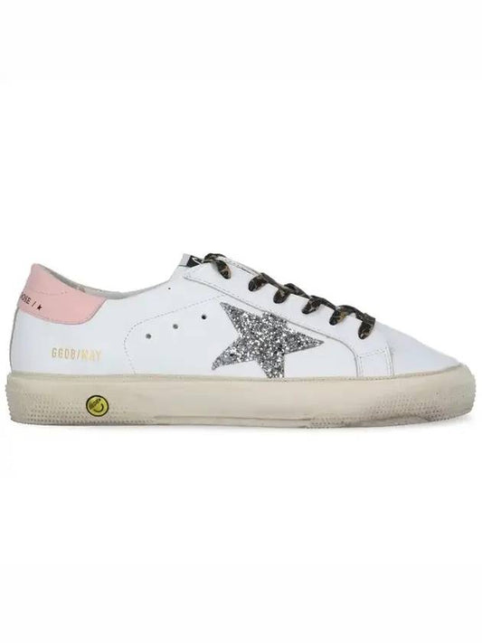 May Silver Glitter Superstar Pink Tab Low Top Sneakers White - GOLDEN GOOSE - BALAAN 1