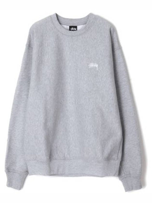 Unisex stock logo crew neck loose fit sweater sweatshirt gray 118531 - STUSSY - BALAAN 1