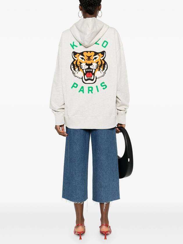 Lucky Tiger Oversized Cotton Hoodie Grey - KENZO - BALAAN 4