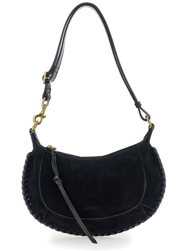 'Oskan Moon' Black Crossbody Bag With Front Logo Print In Suede Woman - ISABEL MARANT - BALAAN 2