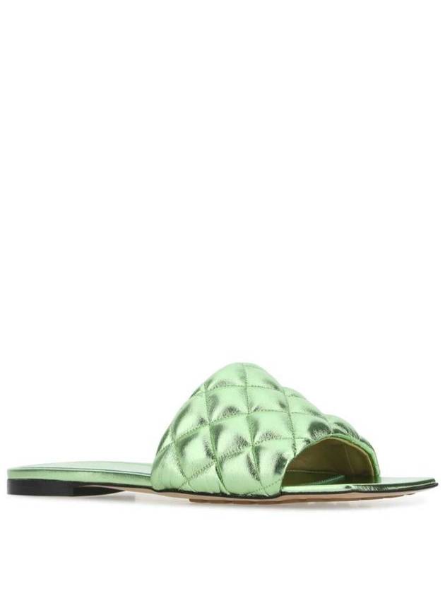 Padded Metallic Slippers Green - BOTTEGA VENETA - BALAAN 3