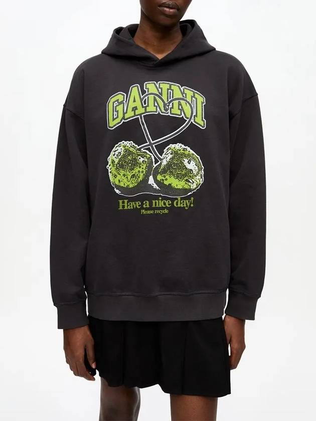 Graphic Print Hoodie Black - GANNI - BALAAN 4