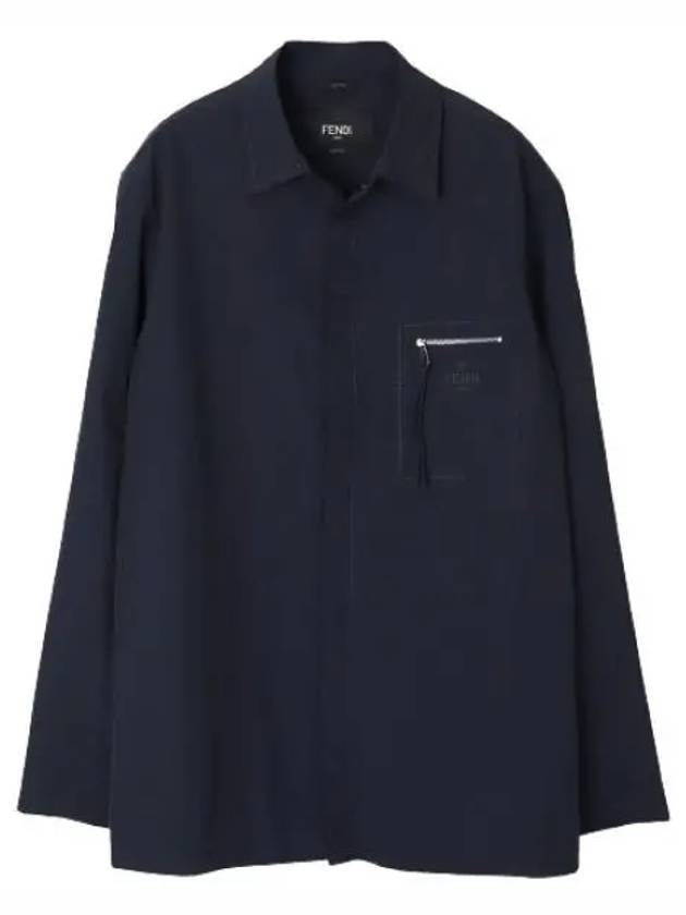 Nylon Long Sleeve Shirt Blue - FENDI - BALAAN 2