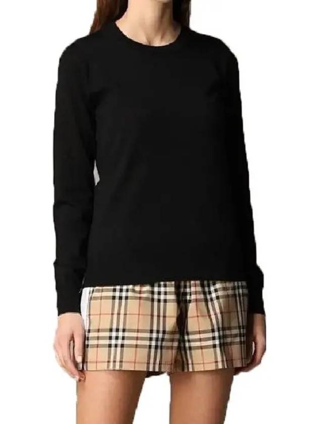 WoMen's BEMPTON Check Patch Merino Wool Knit Top Black - BURBERRY - BALAAN 4