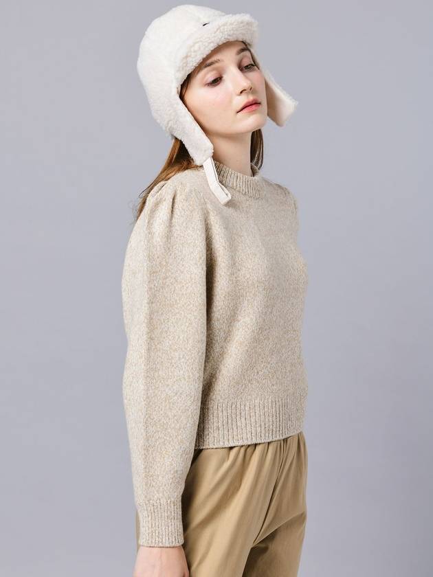 Lambs Wool Blend Tweed Puff Sleeve Beige Crop Knit DO6222KN02 - DOYOUKNOWMC GOLF WEAR - BALAAN 4