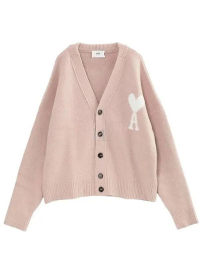 Intarsia Heart Logo Knit Top Powder Pink - AMI - BALAAN 2