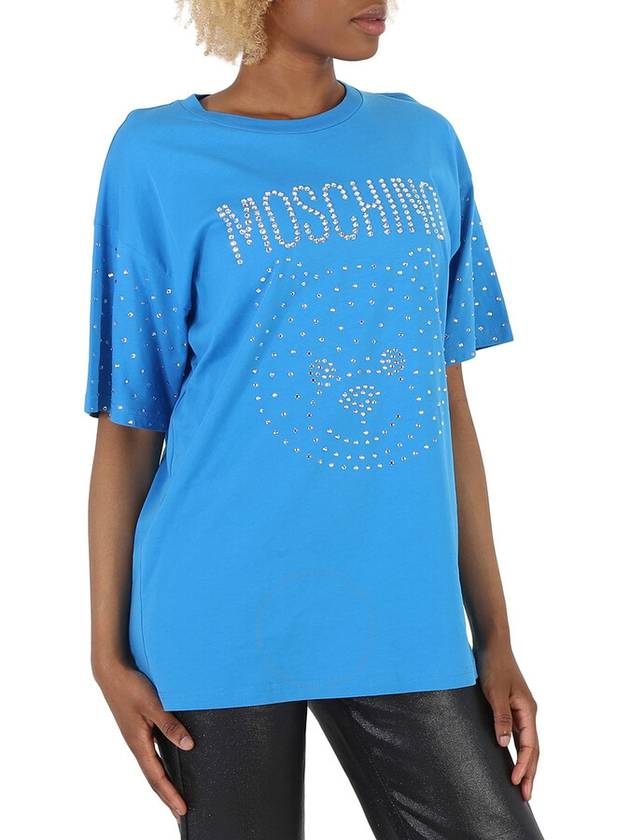 Moschino Blue Crystal Teddy Bear Oversize Cotton T-Shirt, Size X-Small - MOSCHINO - BALAAN 3