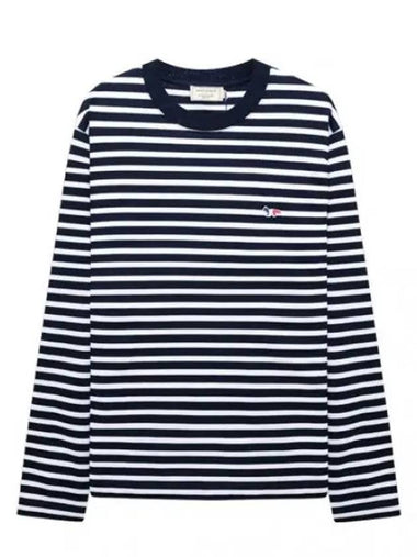 Marine Stripe Tricolor Fox Patch Long Sleeve T Shirt - MAISON KITSUNE - BALAAN 1