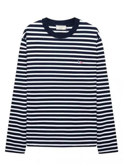 Fox Logo Stripe Long Sleeve T-Shirt Navy - MAISON KITSUNE - BALAAN 2