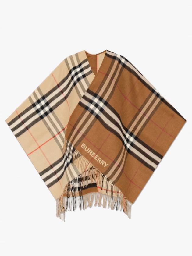 Contrast Check Wool Cashmere Cape Brown - BURBERRY - BALAAN 2