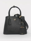 Double Saffiano Leather Mini Bag Black - PRADA - BALAAN 3