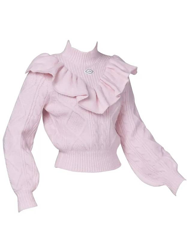 Golf Wear Pastel Ruffle Knit Sweater Light Pink - J JANE - BALAAN 3