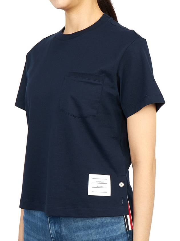 Midweight Jersey Boxy Pocket Short Sleeve T-Shirt Navy - THOM BROWNE - BALAAN 3