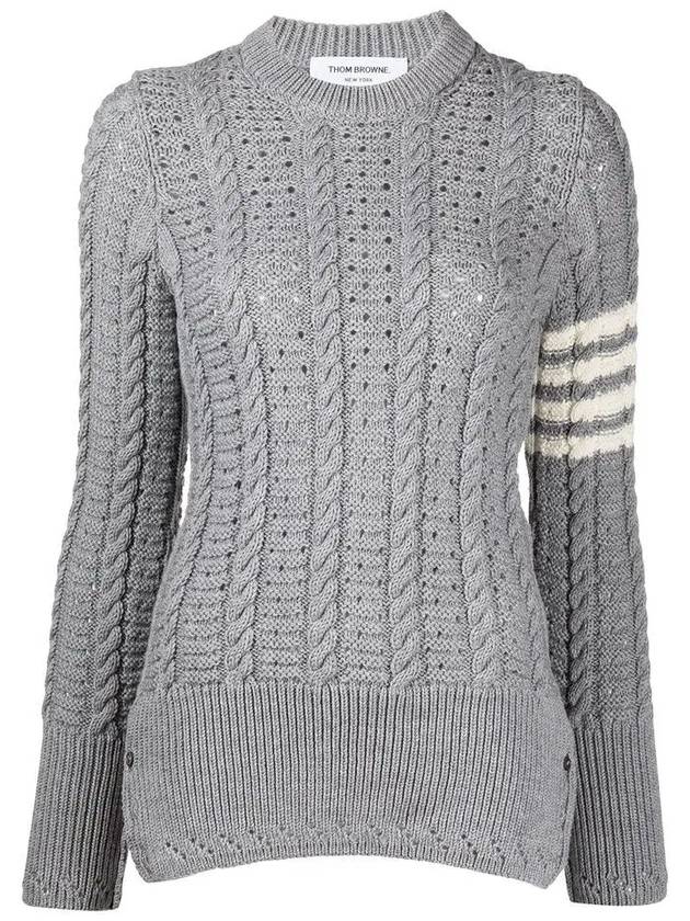 4 Bar Wool Knit Top Light Grey - THOM BROWNE - BALAAN 2