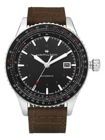 Khaki Aviation Converter Auto Brown Leather Watch Black - HAMILTON - BALAAN 1