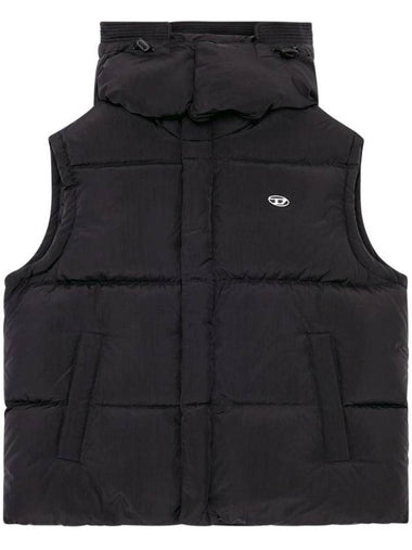 W Rolfys Sl Recycled Nylon Taslan Down Vest Black - DIESEL - BALAAN 1