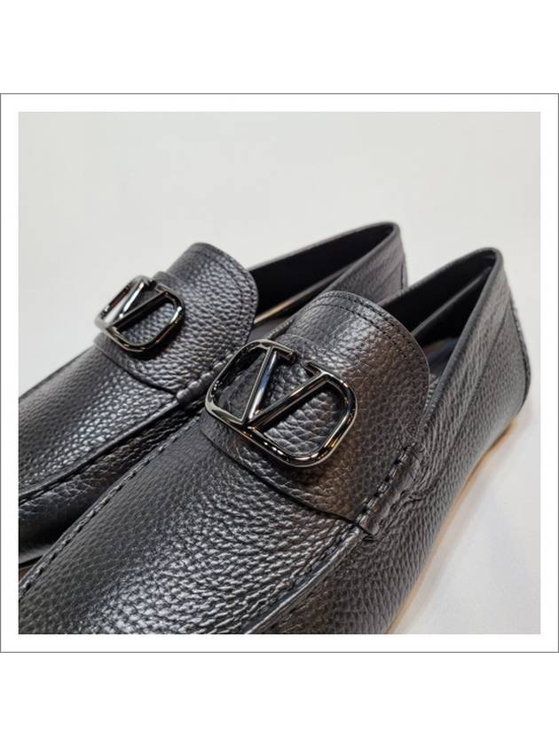 Men's V Logo Moccasin Loafer Driving Shoes Black - VALENTINO - BALAAN.
