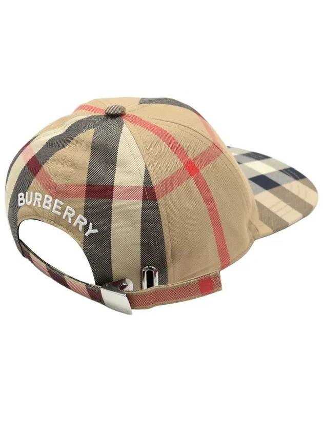 Embroidered Logo Check Cotton Ball Cap Beige - BURBERRY - BALAAN.