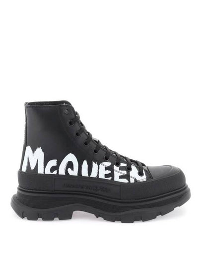 Tread Slick Graffiti Logo Worker Boots Black - ALEXANDER MCQUEEN - BALAAN 2