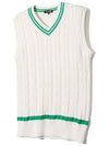 Cable color scheme V-neck knit vest IVORY GREEN - 20THHOLE - BALAAN 1