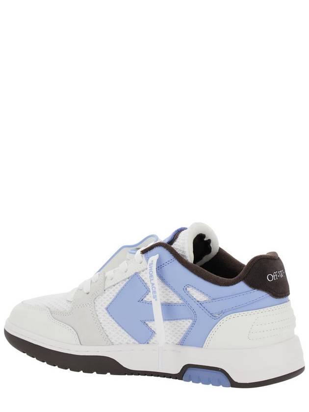 'Out Of Office' Blue Low Sneakers With Arrow Motif And Zip-Tie Tag In Fabric And Leather Man - OFF WHITE - BALAAN 3