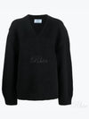 Wool Cashmere V-Neck Knit Top Black - PRADA - BALAAN 2