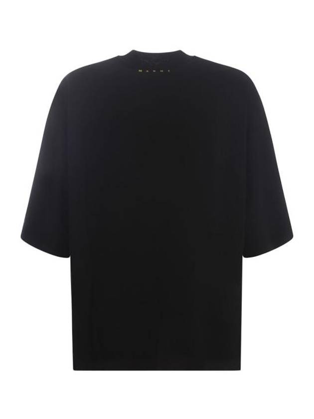 Slogan Print Short Sleeve T-Shirt Black - MARNI - BALAAN 4