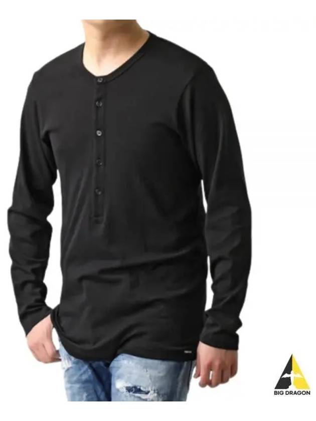 Henry Neck Long Sleeve T-Shirt Black - TOM FORD - BALAAN 2