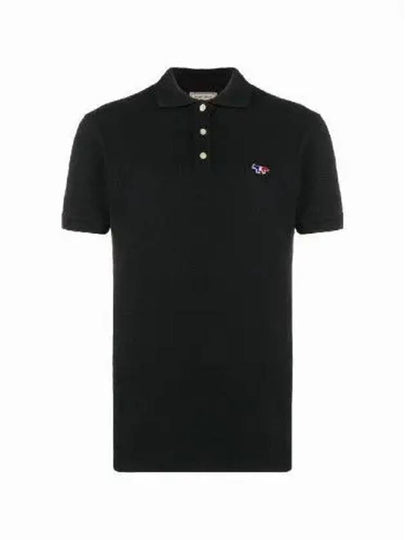 Tricolor Fox Patch Short Sleeve Polo Shirt Black - MAISON KITSUNE - BALAAN 2