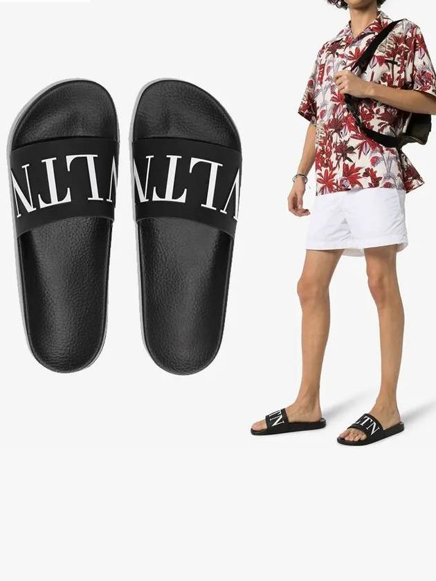 VLTN Logo Rubber Slippers Black - VALENTINO - BALAAN 2