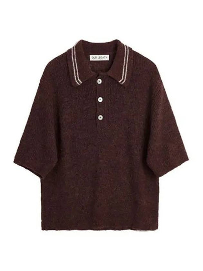 Traditional Polo Fuzzy Alpaca Knit Top Brown - OUR LEGACY - BALAAN 2