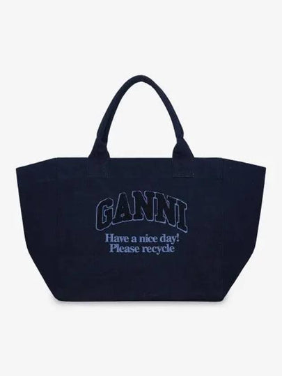 Logo Denim Tote Bag Navy - GANNI - BALAAN 2