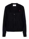 Heart Logo Wool Cardigan Black - AMI - BALAAN 2