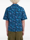 Print Cotton Short Sleeve Shirt Blue - MARNI - BALAAN 4