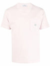 Wappen Logo Patch Pocket Short Sleeve T-Shirt Light Pink - STONE ISLAND - BALAAN 2