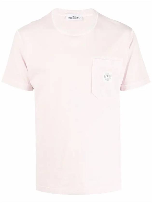 Wappen Logo Patch Pocket Short Sleeve T-Shirt Light Pink - STONE ISLAND - BALAAN 2