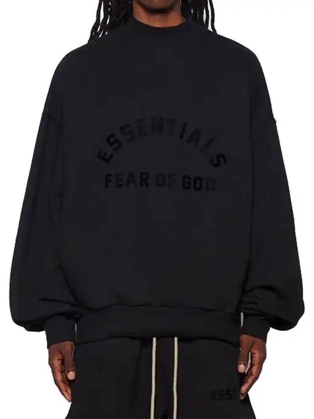 Logo Applique Mock Neck Sweatshirt Black - FEAR OF GOD ESSENTIALS - BALAAN 7