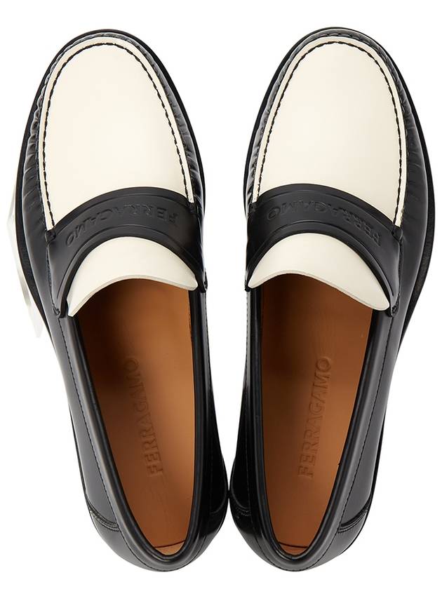 Signature Logo Loafers Black White - SALVATORE FERRAGAMO - BALAAN 3