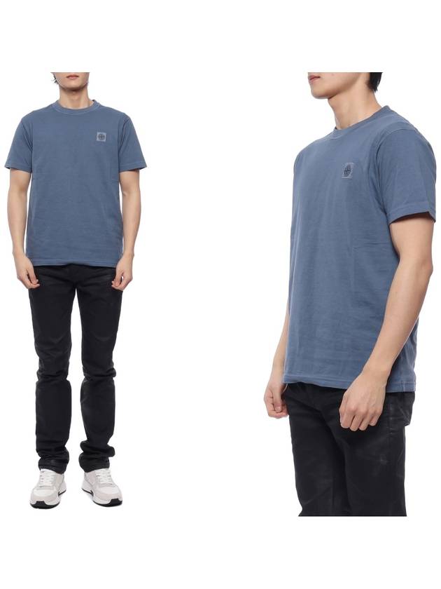 Organic Cotton Short Sleeve T-Shirt Avio Blue - STONE ISLAND - BALAAN 3