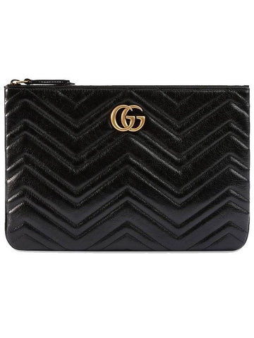 GG Marmont Leather Pouch Bag Black - GUCCI - BALAAN 1